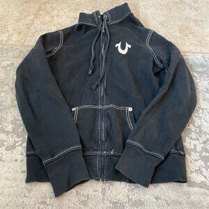 Black True Religion Zip Up Hoodie